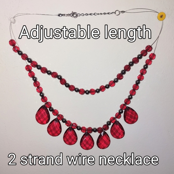 Vintage Red Teardrop Bead Wire Necklace - Picture 5 of 6